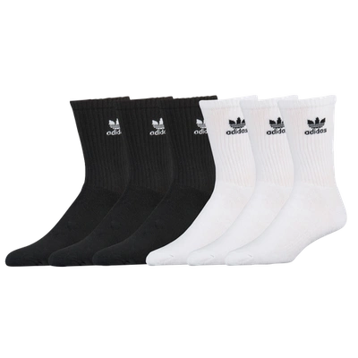 Adidas Originals Kids' Boys  Trefoil 6-pack Crew Socks In White/black