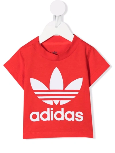 Adidas Originals Logo-print Short-sleeved T-shirt In Red