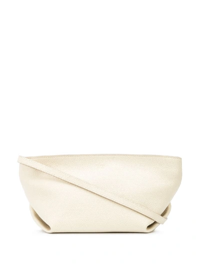 Khaite Envelope Pleat Textured-leather Shoulder Bag In White