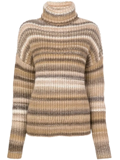 Altuzarra Kelley Oversized Striped Wool-blend Turtleneck Sweater In Brown