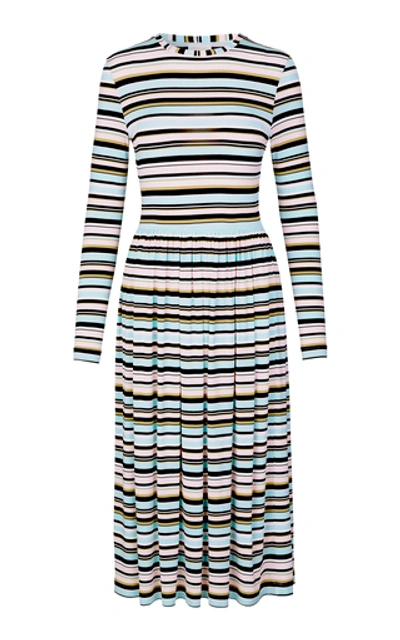 Stine Goya Joel Striped Stretch-jersey Midi Dress In Blue