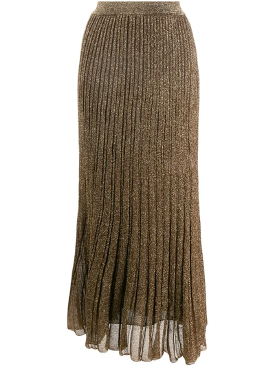 Missoni Striped Metallic Crochet-knit Silk-blend Midi Skirt In Gold