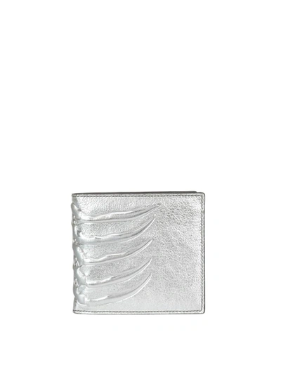 Alexander Mcqueen Ribcage Wallet In Silver