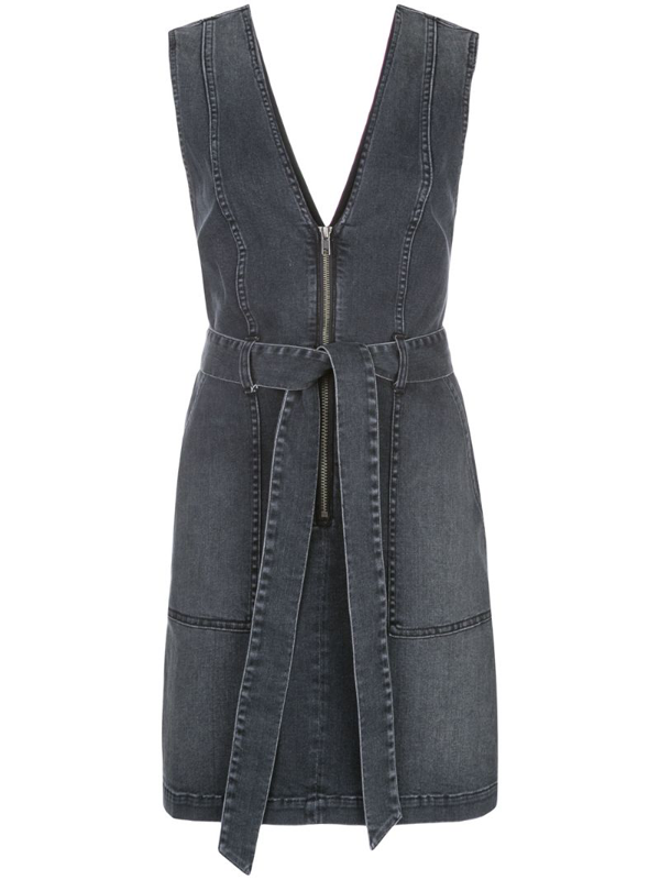 black denim zip up dress