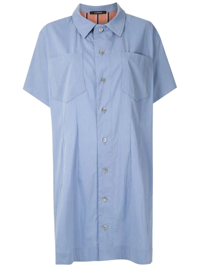 À La Garçonne Patch Pockets Shirt Dress In Blue