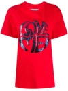 Alberta Ferretti Love Me Embellished T-shirt In Red