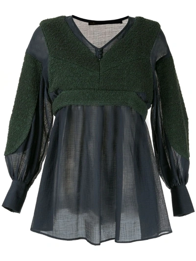 Muller Of Yoshiokubo Contrast Long-sleeve Blouse In Green