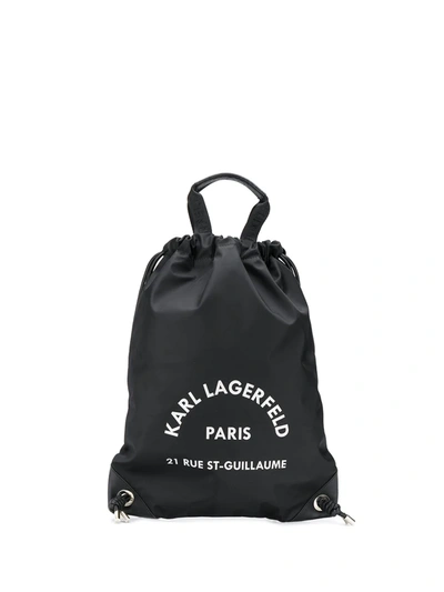 Karl Lagerfeld Rue St Guillaume Drawstring Backpack In Black