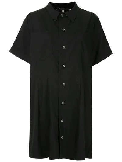 À La Garçonne Patch Pockets Shirt Dress In Black