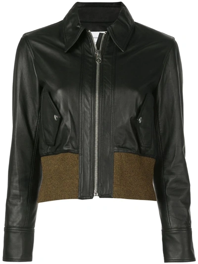 Proenza Schouler White Label Leather Bomber In Black