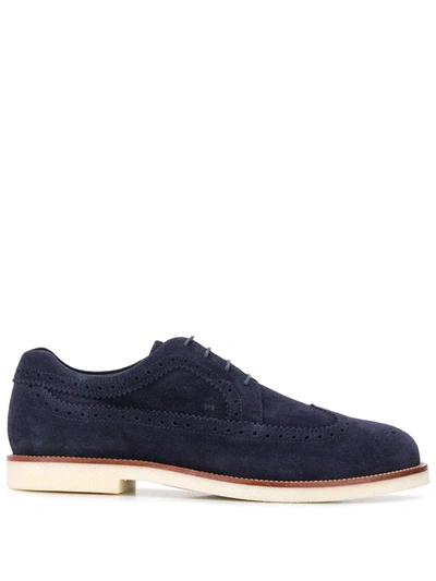 Hogan Contrast Rubber Sole Brogues In Blue
