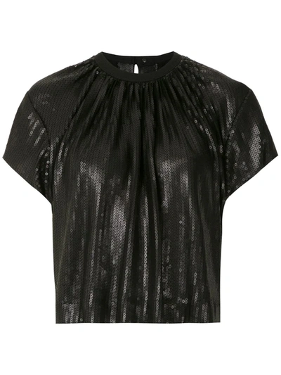 À La Garçonne Sequinnedpleated Blouse In Black