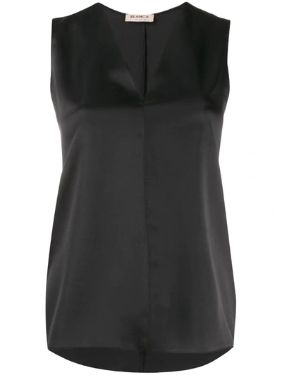 Blanca Sleeveless V-neck Top In Black