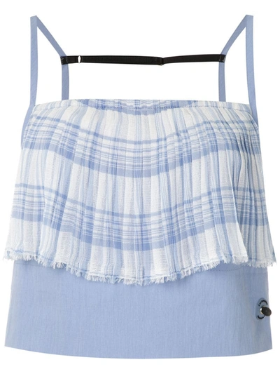 À La Garçonne Pleated Panel Cropped Top In Blue