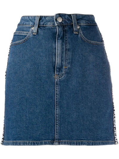 Calvin Klein Jeans Est.1978 Logo Denim Skirt In Blue
