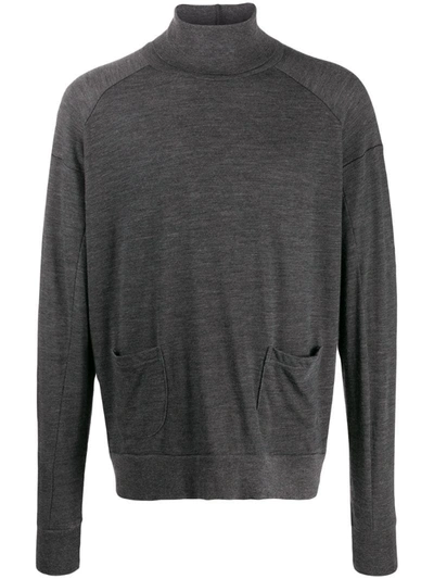 The Viridi-anne Front Pocket Roll Neck Top In Grey