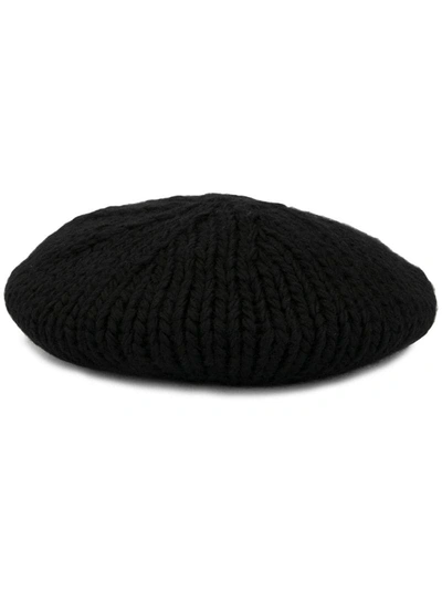 Undercover Cable Knit Beret In Black