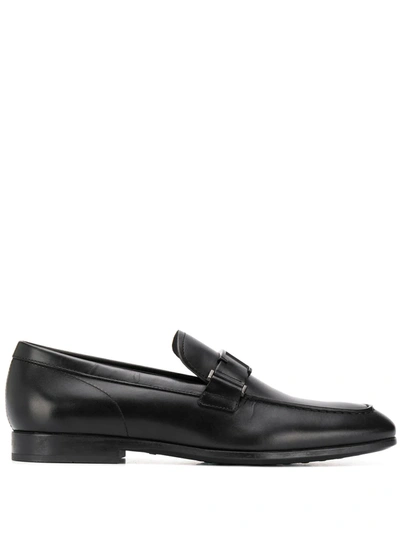Tod's Benson T-logo Leather Loafers In Black