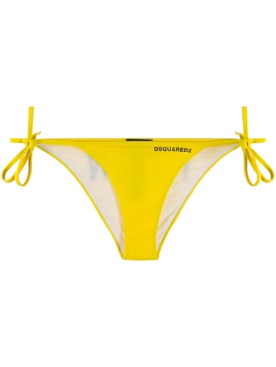 Dsquared2 Icon Print Bikini Bottoms In Yellow