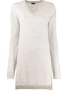 Joseph Elongated Cashmere Pullover In Grey