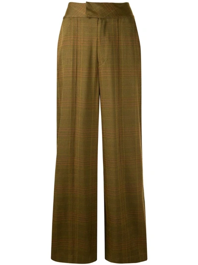Muller Of Yoshiokubo Tuck-wide Check-print Trousers In Yellow