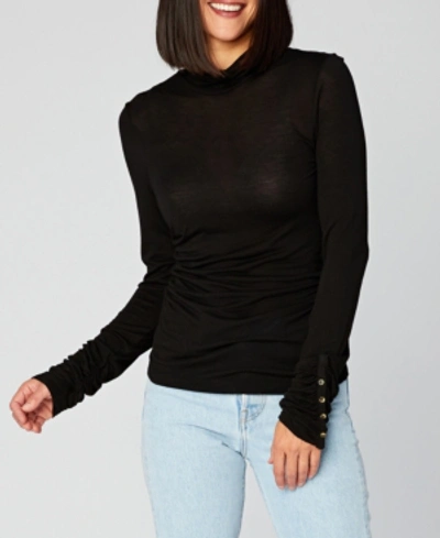 Xcvi Wearables Button Duff T Neck Top In Black