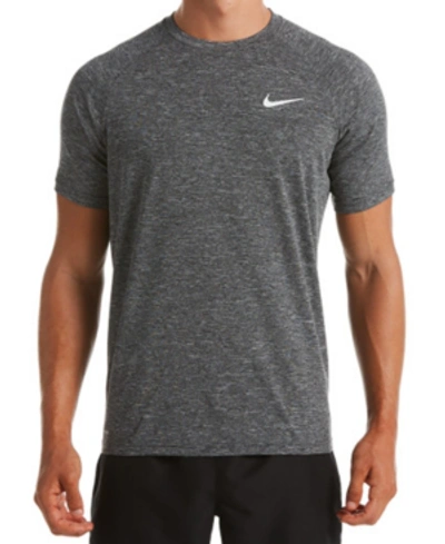 Nike Men's Hydroguard Dri-fit Stretch Upf 40+ Heather Rash Guard In Black