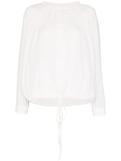 Missing You Already Tie Hem Button-down Blouse In White
