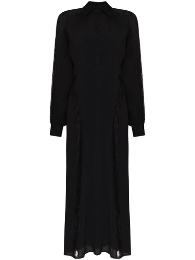 Bytimo Lace-panelled Crepe De Chine Dress In Black
