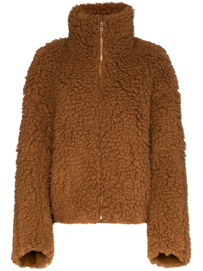 Eckhaus Latta Teddy Style Shearling Coat In Brown