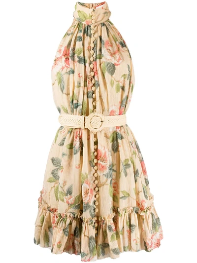 Zimmermann Kirra Short Dress In Multicolor Silk In Peach Magnolia