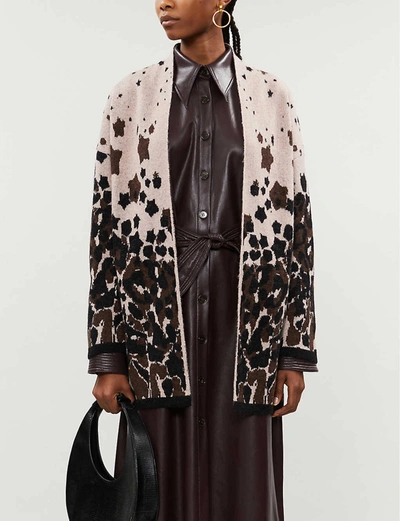 Ted Baker Leopard Jacquard Wool-blend Cardigan In Pl-pink