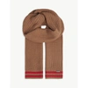 Ted Baker Cotton And Wool Knitted Scarf In Camel