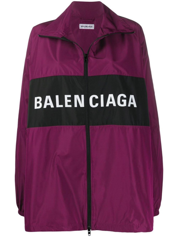 Balenciaga Logo-print Oversized Shell Jacket In Purple | ModeSens