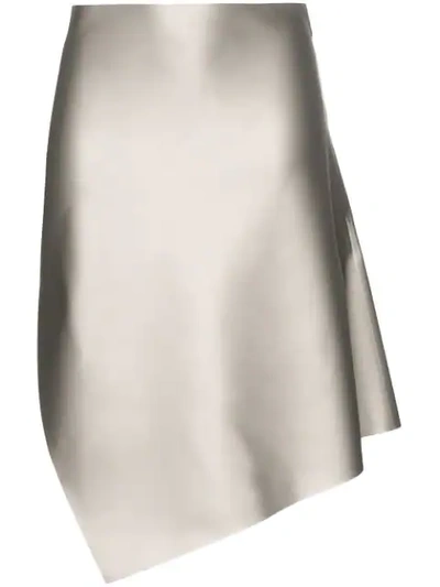 Coperni Asymmetric Techno Jersey Mini Skirt In Silver