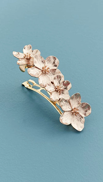 Shashi Passion Flower Barrette In Gold