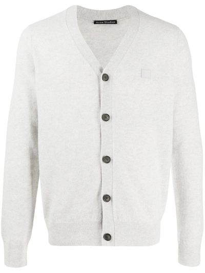 Acne Studios Knitted V-neck Cardigan In Light Grey Melange