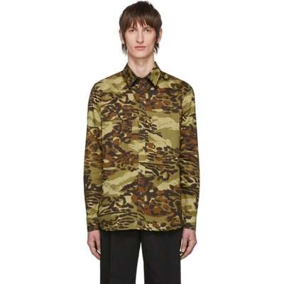 Givenchy Khaki Camouflage Print Shirt In 333 Ltkhaki