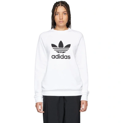 Adidas Originals Women's Adidas Trefoil Crew Sweatshirt (plus Size) In White/black