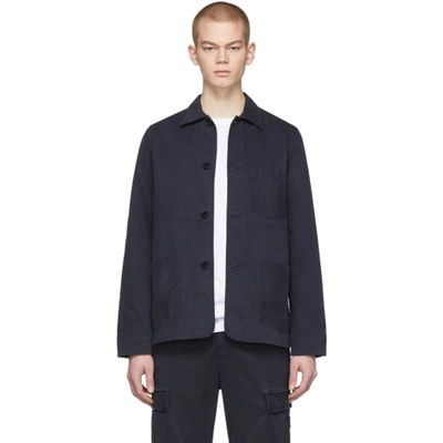 Officine Generale Chore Garment Dyed Jacket In Navy