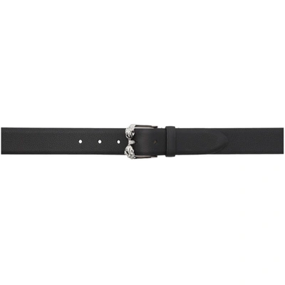 Alexander Mcqueen Skull Buckle Leather Belt In 1000 Black