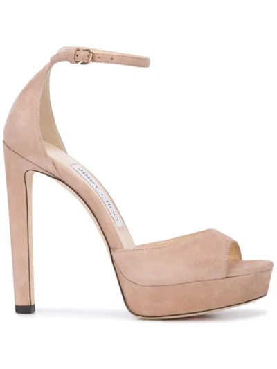 Jimmy Choo Pattie 130 Suede Platform Sandals In Pink | ModeSens 
