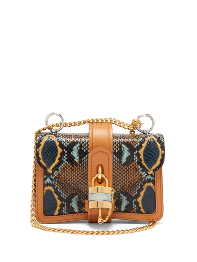 Chloé Women's Mini Aby Python-embossed Leather Shoulder Bag In Neutral