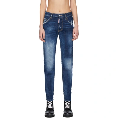 Dsquared2 Rhinestone-embellished Skinny Jeans In Blue