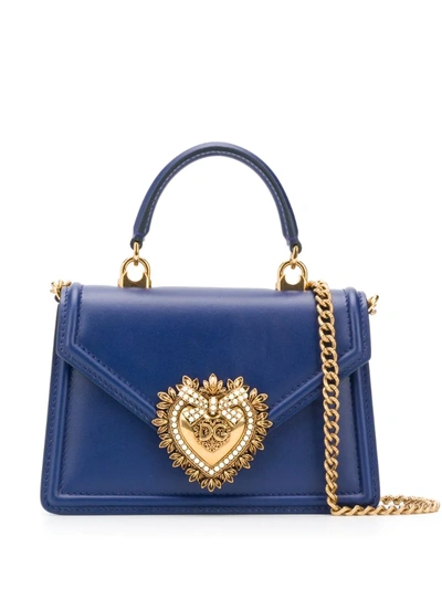 Dolce & Gabbana Small Devotion Top-handle Bag In Blue