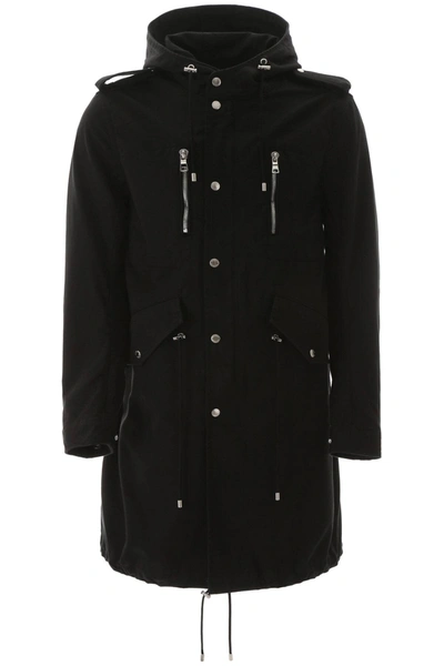Balmain Parka With Logo Print In Black