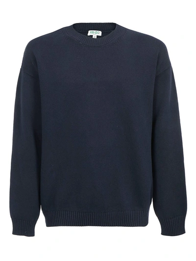 Kenzo Pullover With Logo Intarsia In Blue,white