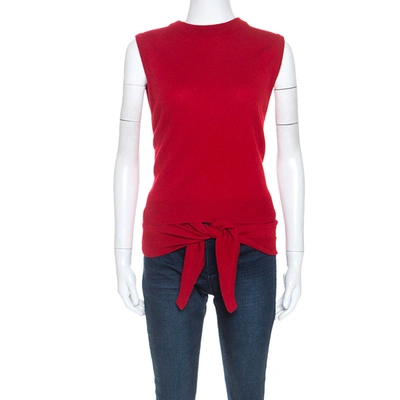 Pre-owned Chloé Red Cashmere Knit Wrap Around Front Tie Detail Top Xs