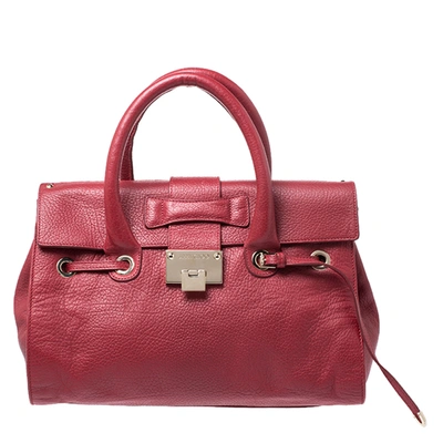 Pre-owned Jimmy Choo Red Grainy Leather Rosalie Satchel