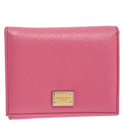 Pre-owned Dolce & Gabbana Pink Leather Trifold Wallet